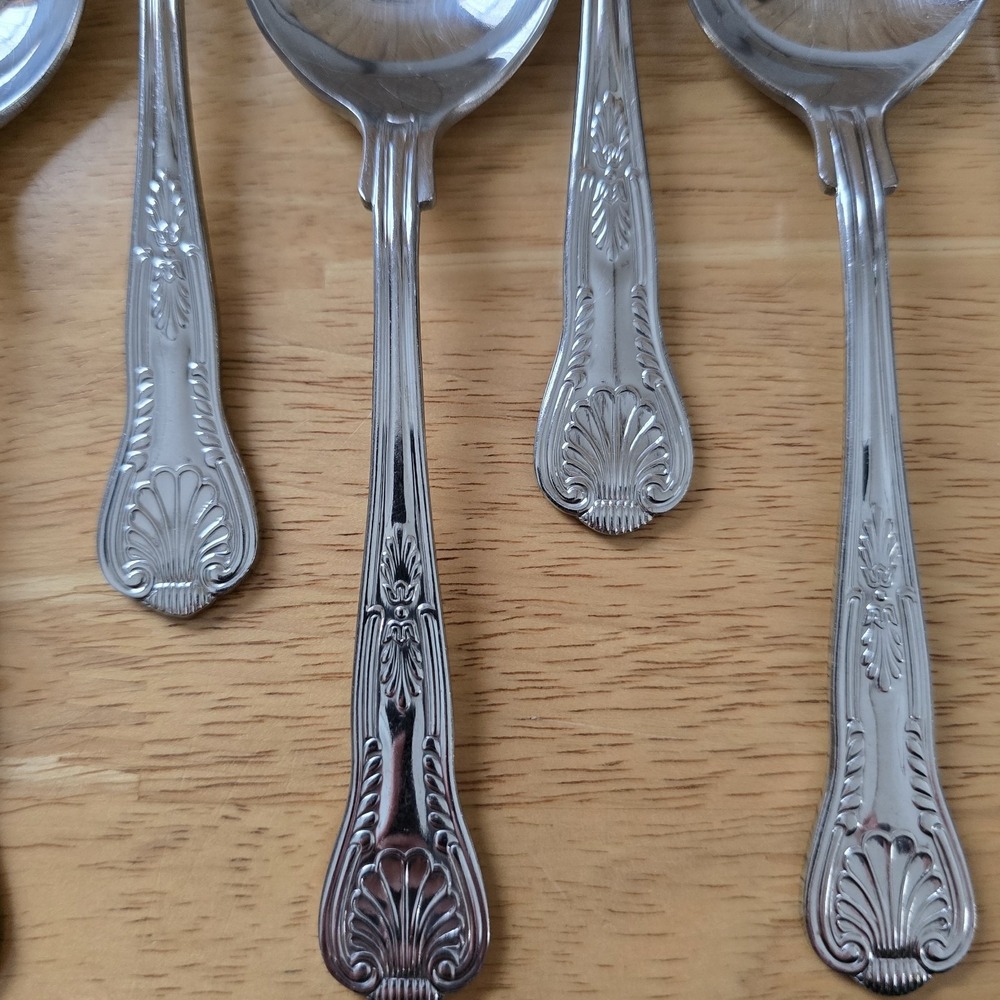 Set‎ of 6 Unbranded Kings Pattern Stainless Gumbo Soup Spoons 6.75" Flatware - Picture 7 of 9